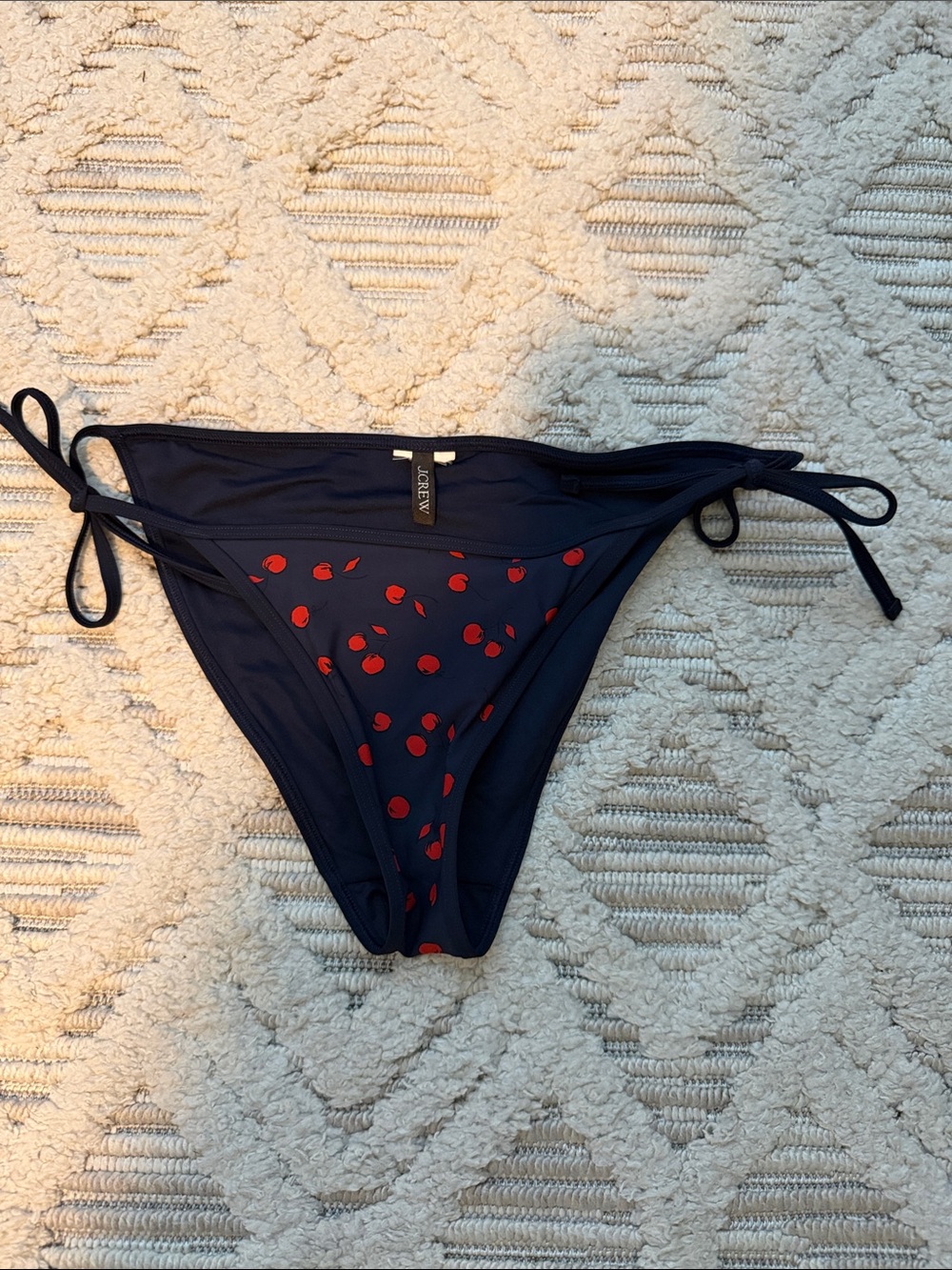 J. Crew Navy Cherry Print String Side Tie Bikini Bottom